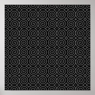 Stylish, black and white spiral design. poster