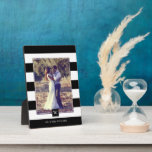 Stylish Black and White Stripes Monogram Plaque<br><div class="desc">Stylish and chic photo keepsake that can be personalised for a one of a kind gift.</div>