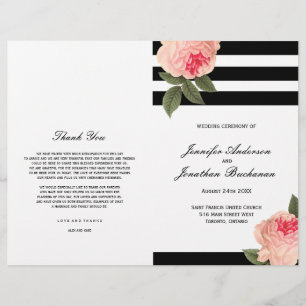 Stylish Black and White Stripes Wedding Programs
