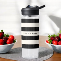 Stylish Black and White Stripes with Any Name