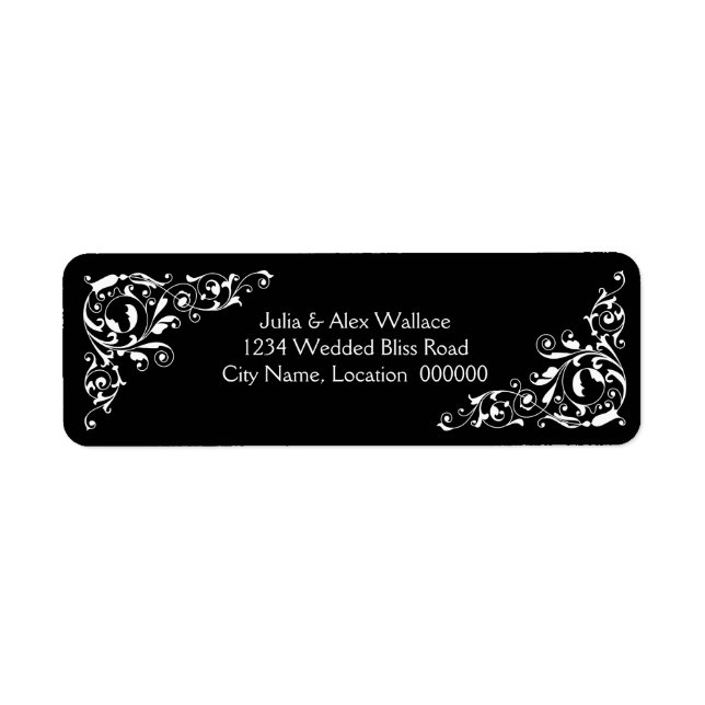 Stylish Black and White Swirls Customisable Labels (Front)