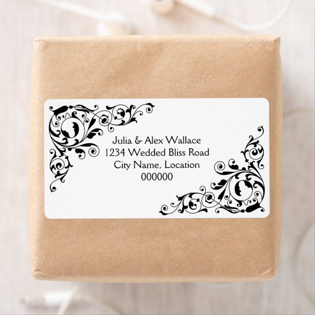 Stylish Black and White Swirls Customisable Labels (Insitu)