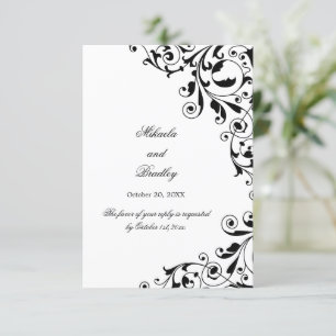 Stylish Black and White Swirls RSVP Card