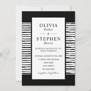 Stylish black and white typography Wedding Invitat Invitation