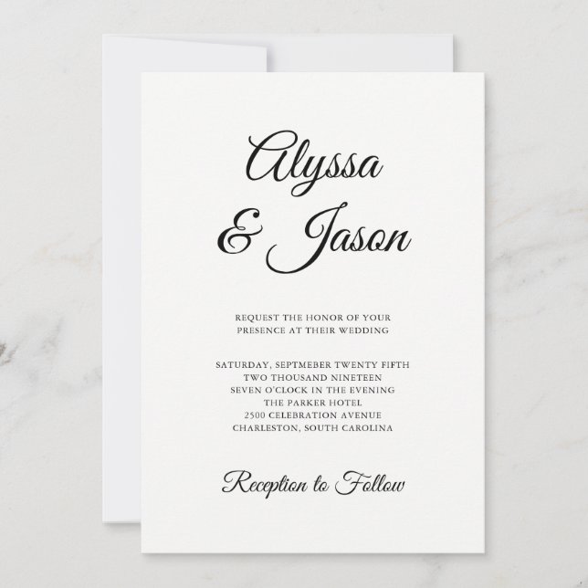 Stylish Black and White | Wedding Invitation (Front)