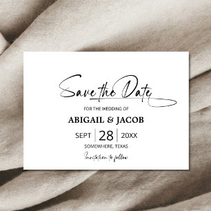 Stylish Black and White Wedding Save the Date  Invitation