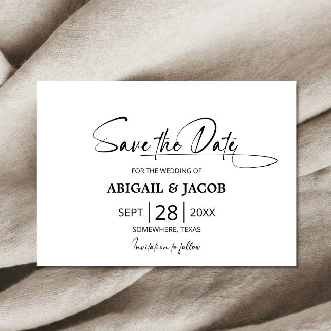 Stylish Black and White Wedding Save the Date  Invitation (Creator Uploaded)