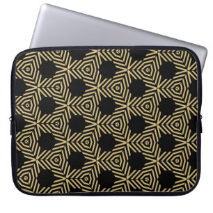 Stylish black and yellow hexagons laptop sleeve