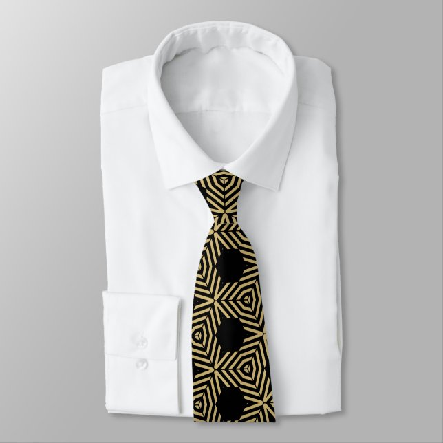 Stylish black and yellow hexagons tie (Tied)