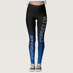 Stylish black blue gradient monogrammed workout leggings