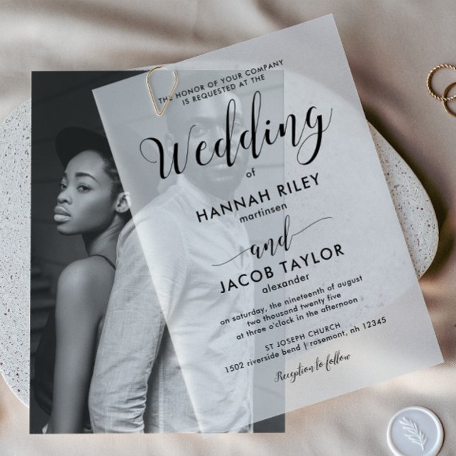 Stylish Black Calligraphy Elegant Wedding Vellum Invitations (Creator Uploaded)