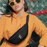 Stylish Black Calligraphy Name and Monogram  Bum Bags<br><div class="desc">A custom fanny pack design with an elegant stylish representation of your name and monogram with classic serifs and a more ornate calligraphy script in a balanced and symmetrical harmony. The three elements blend together with a sophisticated harmony and create your own personal branding logo. Shown here with a chic...</div>