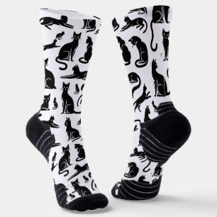 Stylish Black Cat Silhouette Socks