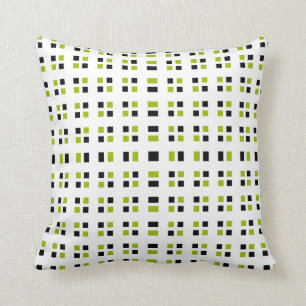 Stylish Black & Chartreuse Squares Pillow