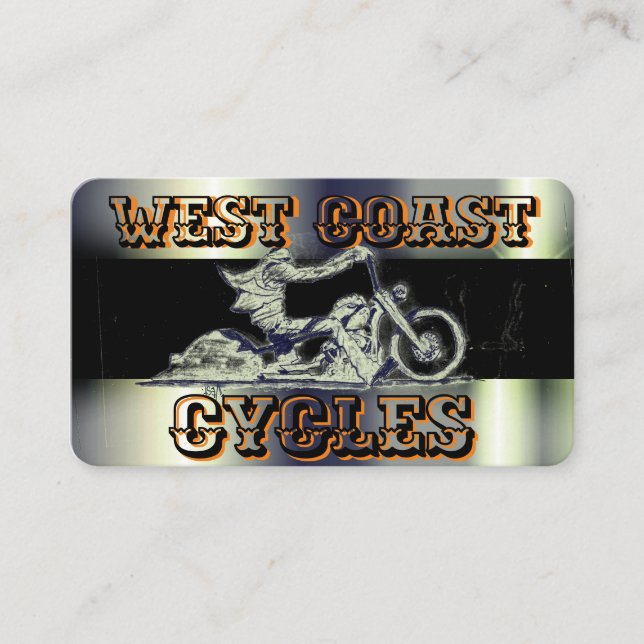Stylish, black& chrome Motorcycle Business Card (Front)