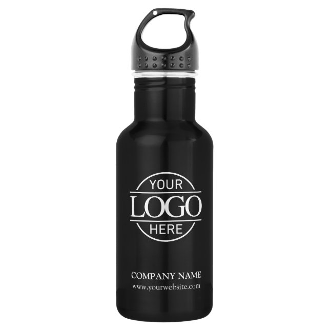 Stylish Black Corporate Company Business Logo 532 Ml Water Bottle (Front)