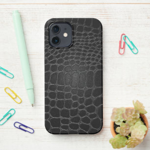Stylish Black Crocodile iPhone 12 Case