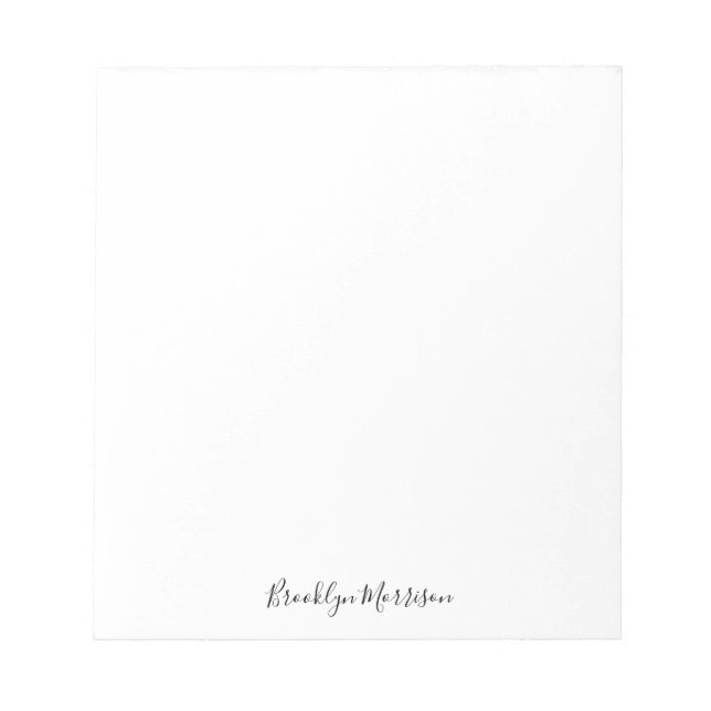 Stylish black custom script name text monogram notepad (Front)