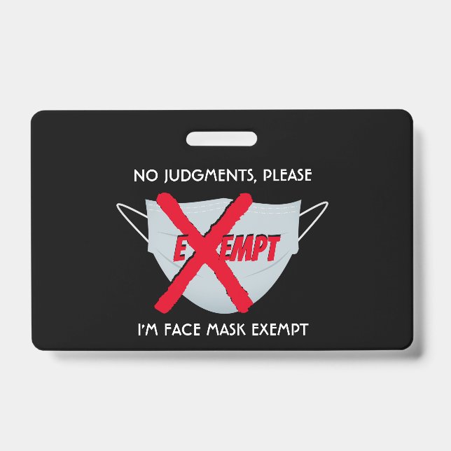 Stylish Black | FACE MASK EXEMPT ID Badge (Front)