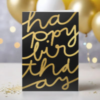 Stylish Black Faux Gold Business Happy Birthday