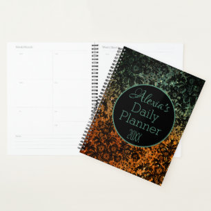 Stylish Black Floral Daily Planner