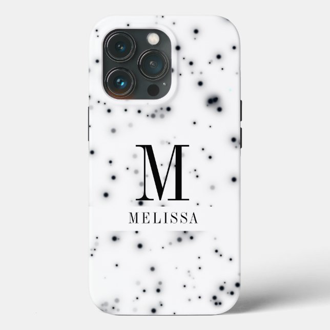Stylish Black Glitter Drips Monogram Case-Mate iPhone Case (Back)