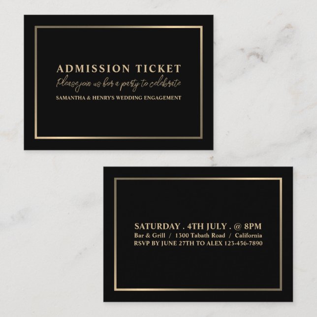 Stylish Black & Gold, Admission Ticket (Front/Back)