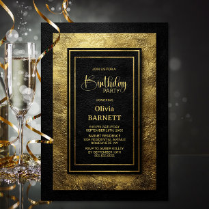Stylish Black Gold Any Age Birthday Party Invitation