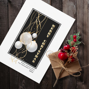Stylish Black Gold Baubles Christmas Holiday Card