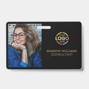 Stylish Black Gold Company Employee Photo ID Badge