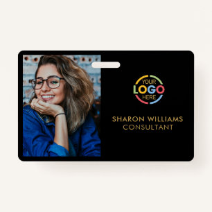 Stylish Black Gold Company Employee Photo ID ID Badge