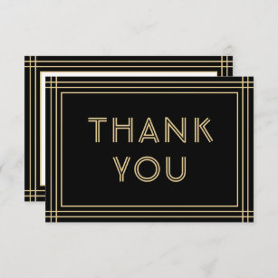 Stylish Black & Gold Frame with Classic Typography Thank You Card