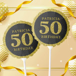 Stylish Black Gold Glitter 50th Birthday Party Balloon<br><div class="desc">Celebrate in style with our Gold Glitter 50th Typography on Black Birthday Party Balloon! This stunning balloon is the perfect addition to any 50th birthday party tabletop decor. The black background provides a bold and striking backdrop for the shimmering gold glitter typography, which reads "50th" in a stylish and elegant...</div>