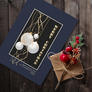 Stylish Black Gold Gray Christmas Baubles Holiday Card