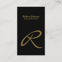 Stylish Black Gold Monogram Business Card