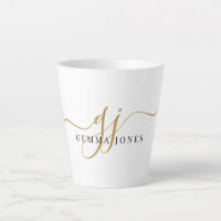 Stylish Black Gold Monogram Elegant Script Name