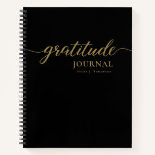 Stylish Black gold Personalised Gratitude Journal
