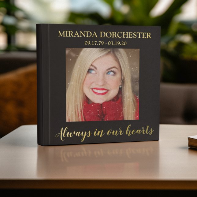 Stylish Black & Gold Photo Funeral Guest Book (Creator Uploaded)