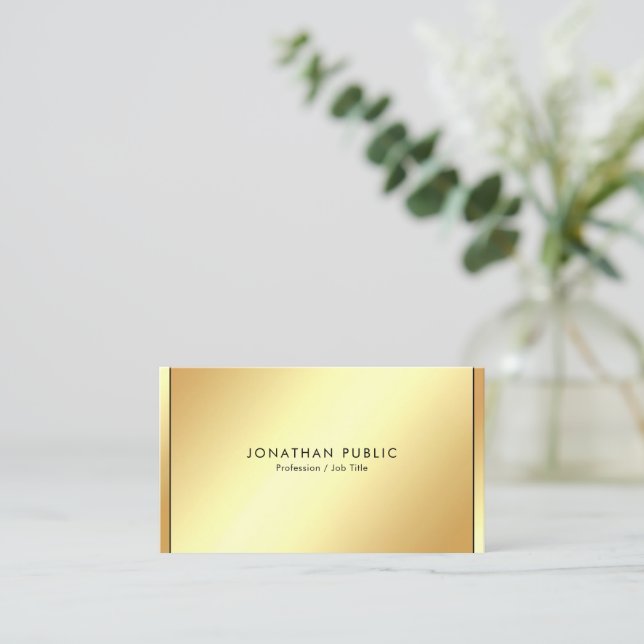 Stylish Black & Gold Professional Modern Template Business Card (Standing Front)