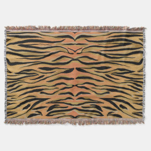 Stylish Black Gold Tiger Animal Print Throw Blanket