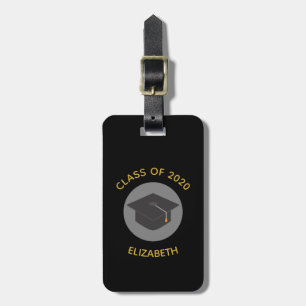Stylish Black Graduation Cap Class of 20xx Luggage Tag