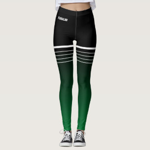 Stylish black green gradient workout leggings