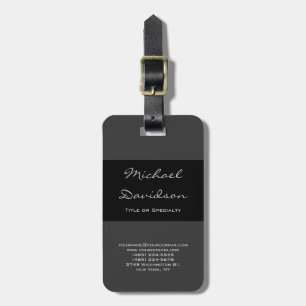 Stylish Black Grey Classical Script Business Card Luggage Tag