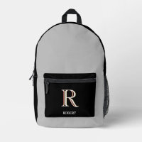 Stylish Black Grey Custom Monogram Name