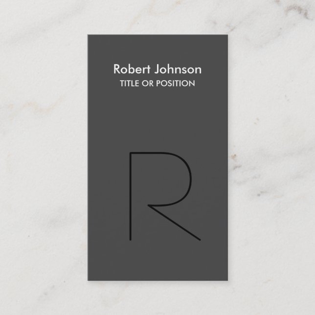 Stylish Black Grey Monogram Business Card (Front)