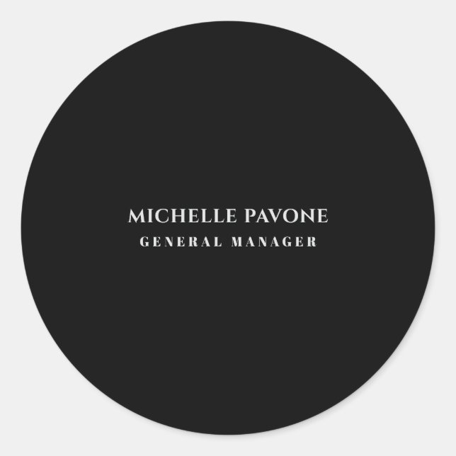 Stylish Black & Grey Simple Plain Professional Classic Round Sticker (Front)