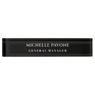 Stylish Black & Grey Simple Plain Professional Nameplate