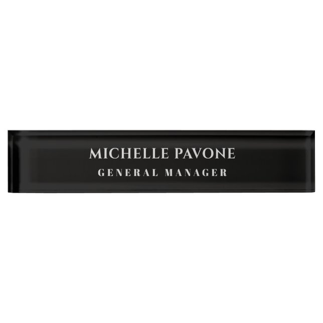 Stylish Black & Grey Simple Plain Professional Nameplate (Front)