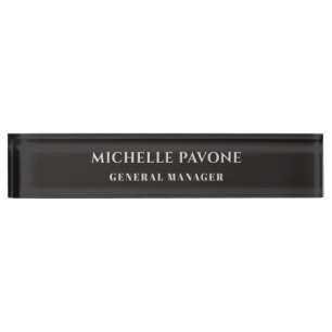 Stylish Black & Grey Simple Plain Professional Nameplate