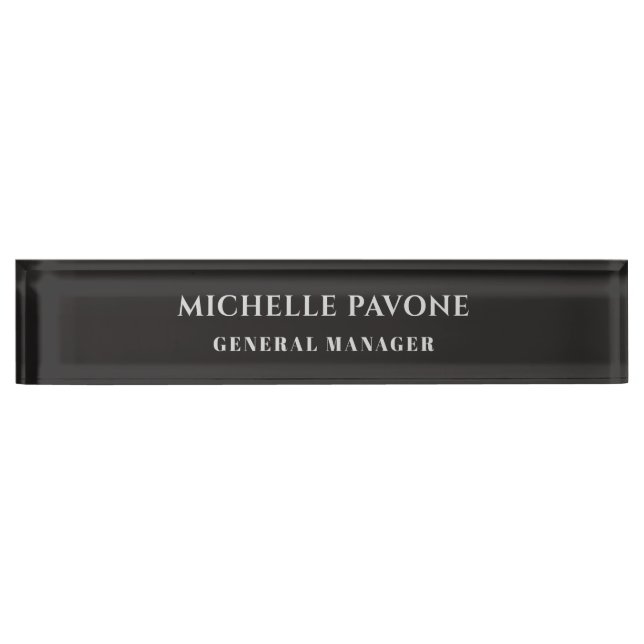 Stylish Black & Grey Simple Plain Professional Nameplate (Front)